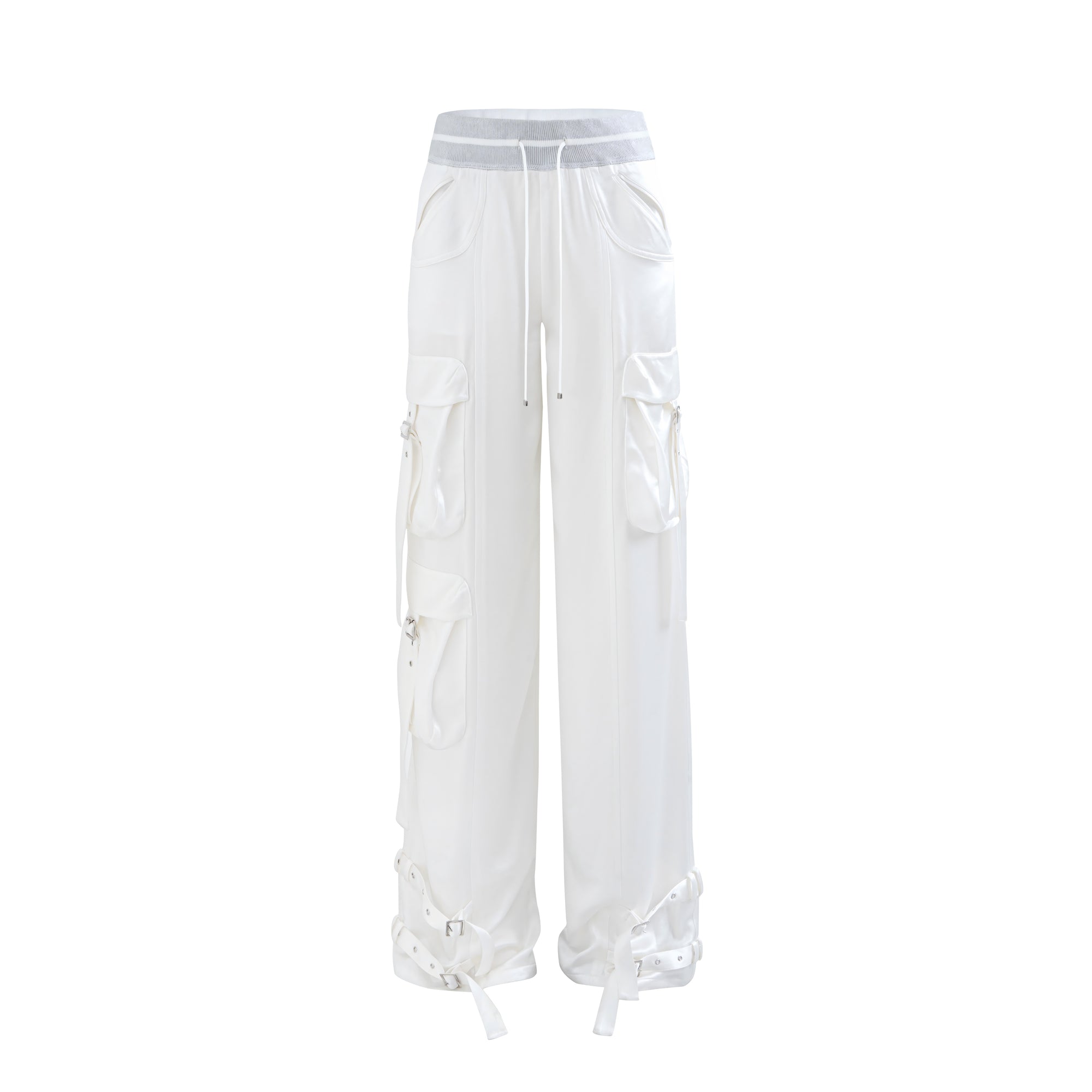 Acetate Satin Drape Cargo Pants