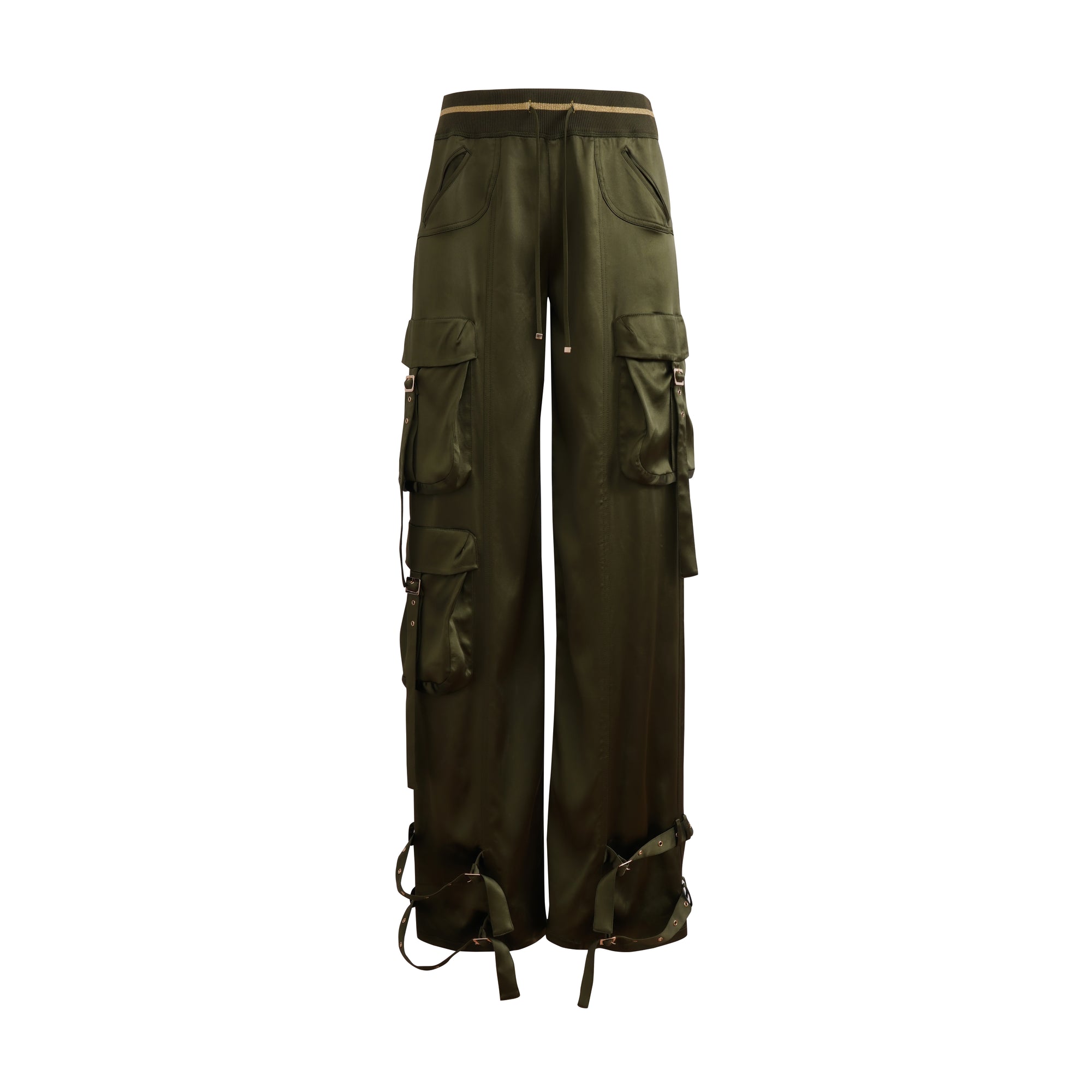 Acetate Satin Drape Cargo Pants